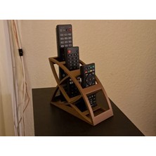 Trendexa 3D Baskı Dört Kumandalık Kavisli Kumanda Standı Modern Yaprak Formlu Kumanda Tutucu Bronz