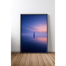 Minimalist Lighthouse At Twilight Çerçeveli Tablo Poster Salon Duvar Dekoru Hediye