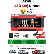 Marsilyan 12V 8A Akıllı Akü Şarj Cihazı 12V 8A LCD Ekranlı Pulse Repair Otomatik Akü Şarj & Desülfatör
