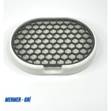 Odamdan Modern Çift Renkli Katı Sabunluk - Su Tahliyeli ve Izgaralı Tasarım (9X12 Cm) (Mermer-Gri)