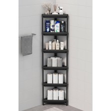 Mithra Life 6 Katlı Üçgen Plastik Siyah Banyo Mutfak Rafı MIT1234