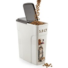 Pelorin Mama Saklama Kabı, 5.8 Lt, Kedi ve Köpek Için, Hava Geçirmez Kapaklı, Bpa Içermez, 25X10X30.8 cm