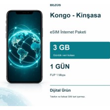 Bin1çeşit Kongo - Kinşasa Esım Internet Paketi Günlük 3 GB 1 Gün - Fup 1 Mbps