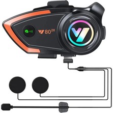 Marsilyan Yeni Model Y80-2X Motosiklet Intercom 2 Kişilik Bağlantı Rgb Işıklı Bluetooth Kulaklık Seti