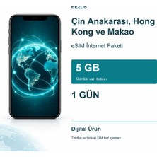 Bin1çeşit Çin Anakarası, Hong Kong ve Makao Esım Internet Paketi Günlük 5 GB 1 Gün