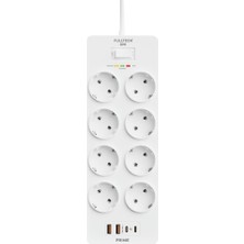 Bontec Termal Akım Korumalı, 8'li Priz Soketi, Isıya Dayanıklı Yapı, 8x Priz, 2x Usb, 2x Type-C Girişi