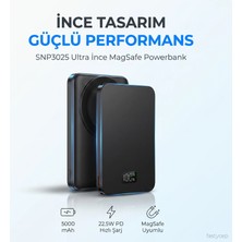 Lexroo SNP-3020 Magsafe Powerbank 5000MAH Slim 22.5W Hızlı Şarj LED Ekran Ince Powerbank Şarj Cihazı