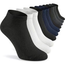 Winwith 10'lu Pamuklu Dikişsiz Düz Gündelik Klasik Erkek Kadın Sneaker Çorap