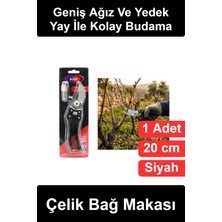 Wonara #bağmakası Çelik Bağ Makası Geniş Ağızlı Yedek Yaylı 200 mm Budama Aleti Bahçe Meyve Ağacı Dal Kesme Ergonomik Siyah Saplı Tarım Hobi Bahçecilik Fidan Asma Üzüm Bitki Bakımı Bağcılık Kesici