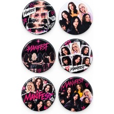 Hens Baskı Atölyesi Manifest Kızları 6’lı Rozet Seti 44 mm Metal Iğneli K-Pop Çanta ve Ceket Rozeti