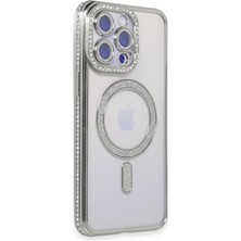 Solmazlar Online Apple iPhone 15 Pro Max Uyumlu Kılıf Joke Simli Magneticsafe Kılıf - Gümüş