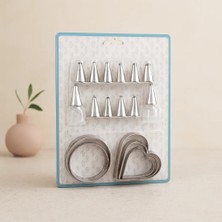 Çelik - Ticaret Pasta Süsleme Uç Seti 20 Parça (Metal Uçlar ve Kurabiye Kalıpları)