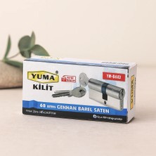 Çelik - Ticaret 68 mm Barel Silindir Kilit Nikel Saten 3 Anahtar