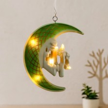 Çelik - Ticaret Ramazan LED Perde Lamba 3m (Fişli, Eklemeli) Yeşil Hilal Cami Yıldız