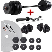 Bemy Ticaret 38 kg Z Bar Halter Seti ve Dambıl Seti Ağırlık Fitness Seti