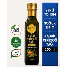 Kent Bahçesi Hediyeli Kabak Çekirdeği Yağı 250 ml Soğuk Sıkım İçilebilir %100 Saf Cam Şişe Pumpkin Seed Oil