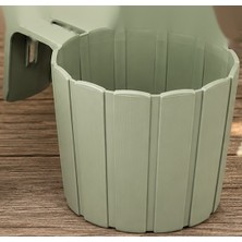 Çelik - Ticaret 3D Baskı Askılı Balkon Saksısı Dikey Çizgili Dekoratif Çiçek ve Aromatik Bitki Saksısı - Adaçayı Yeşili