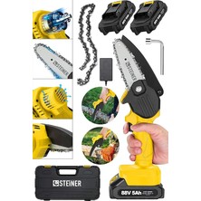 Bemy Ticaret Alman 88 V 5 Ah Akülü Dal Kesme Budama Testere Bıçkı Makinesi Çift Akülü Çantalı 10 cm Pala Zincir - ST0518R215400347