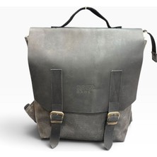 Old Cotton Cargo Vintage Gerçek Deri Kapaklı Kanvas Sırt Çantası