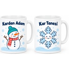 Çelik - Ticaret Kardan Adam ve Kar Tanesi 2'li Porselen Kupa Seti - Model 401