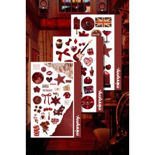 Minnymy 3'lü Red Collection Vintage Sticker, Çıkartma, Ajanda, Günlük, Planlayıcı, Bullet Journal
