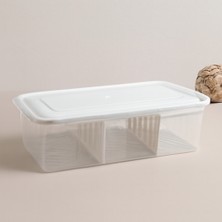 Çelik - Ticaret Şeffaf Plastik Buzdolabı Organizeri 6 Litre Kapaklı 3 Bölmeli
