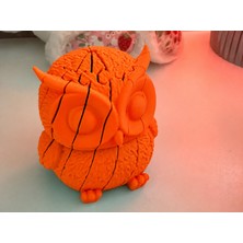 Çelik - Ticaret 3D Baskı Hareketli Baykuş Figürü - Eklemli Flexi Oyuncak - Turuncu