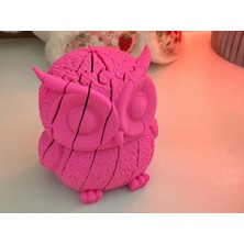 Çelik - Ticaret 3D Baskı Hareketli Baykuş Figürü - Eklemli Flexi Oyuncak - Pembe