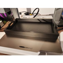 Çelik - Ticaret 3D Baskı Kulplu Dikdörtgen Servis Tepsisi Modern Şık Tepsi Sunum ve Düzenleyici Mat Siyah