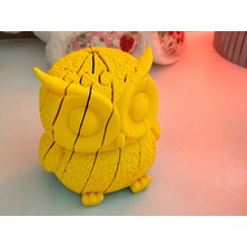 Çelik - Ticaret 3D Baskı Hareketli Baykuş Figürü - Eklemli Flexi Oyuncak - Sarı