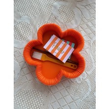 Çelik - Ticaret 3D Baskı Çiçek Formlu Istiflenebilir Tepsi Takı ve Küçük Eşya Tabağı Renkli Çiçek Tepsi - Turuncu