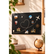 Palamar Metal Sazkışla 50X70 cm Magnet Panosu Dekoratif Duvar Panosu, Not ve Fotoğraf Asmak Için Pano, Magnet ve Mıktanıs Biriktirme Panosu Tablo