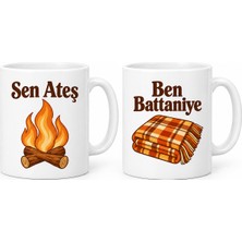 Çelik - Ticaret Sen Ateş Ben Battaniye 2'li Porselen Kupa Seti - Model 386
