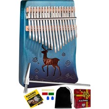 Bemy Ticaret KLX-510 Hakiki Ağaç Geyik Desenli Kalimba 17 Tuşlu