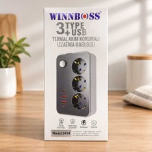 Bin1çeşit Termal Akım Korumalı 3 Prizli Usb'li Priz