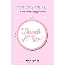 Minnymy Teşekkür Sticker - 3x3 cm Paketleme ve Kargo Etiketi, 126 Adet