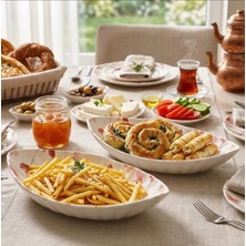 Evin Bizden Kayık Tabak 2'li Desenli Seramik Model 30X16 cm Sunum Tabakları