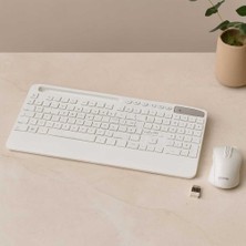 Bin1çeşit Kablosuz Klavye Mouse Seti - Tablet/telefon Standlı - Beyaz - Q Klavye