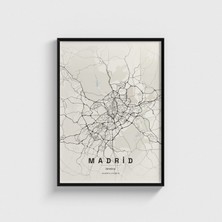Domirus Madrid, Ispanya Şehir Haritası Tablo Çerçeveli Poster Duvar Dekorasyonu
