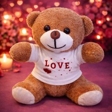 Bin1çeşit Şık Love Baskılı Peluş Tişört 25 cm Hediye Seçeneği