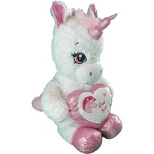 Bin1çeşit Sevimli 60 cm Kalpli Peluş Boynuzlu At