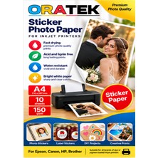 Oratek Kyocera Yapışkanlı Sticker Fotoğraf Kağıdı 150 gr A4 10 Yaprak