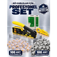 Pemberton RJ45 RJ11 Ağ Kablolama Seti Sıkma Pensesi Kablo Test Cihazı Soyma Aparatı 100 Adet RJ45 Konnektör 100 Adet Koruma Koveri
