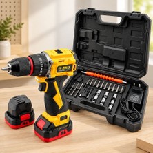 Marsilyan 24V Fırçasız Şarjlı Darbeli Matkap + Uç Seti - 5.0AH, 1550 Rpm, 2 Batarya