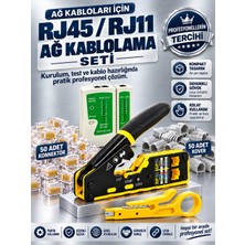 RJ45 RJ11 Ağ Kablolama Seti Kablo Test Cihazı RJ45 Sıkma Pensesi 50 Adet RJ45 Konnektör 50 Adet Koruma Kılıfı Kablo Soyucu