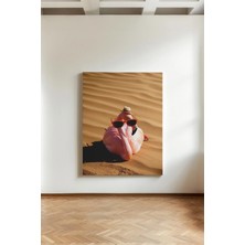 Kanvaspera Flamingo Ama Çölde - Kanvas Tablo - Turuncu ve Pembe, Modern Eğlenceli Duvar Dekoru