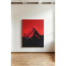 Kanvaspera Kızıl Zirve Dağ Manzarası - Kanvas Tablo - Kırmızı Siyah, Modern Minimalist Duvar Dekoru