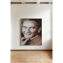 Kanvaspera Mustafa Kemal Atatürk Gülümseyen Portre - Kanvas Tablo - Tarihi, Liderlik ve Cumhuriyet Duvar Dekoru