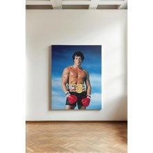 Kanvaspera Rocky Balboa Şampiyon - Kanvas Tablo - Sylvester Stallone, Mavi, Motivasyon ve Ofis Duvar Dekoru