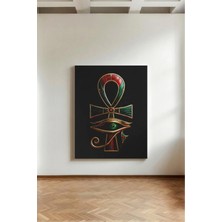 Kanvaspera Mistik Ankh ve Horus’un Gözü - Kanvas Tablo - Siyah Altın, Mısır Mitolojisi, Ezoterik Duvar Dekoru